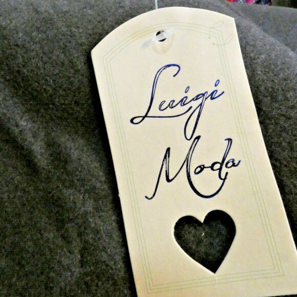 Gray Wool Felt Cape OS Vintage Poncho High Buttoned Collar British Mod GoGo NWT - Picture 7 of 8